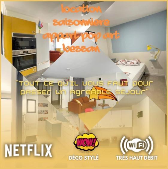 Appart Pop-Art Proche Autoroute, Plages Et Attractions, Wifi - Tv, Deco Stylee, Calme Bessan Eksteriør bilde